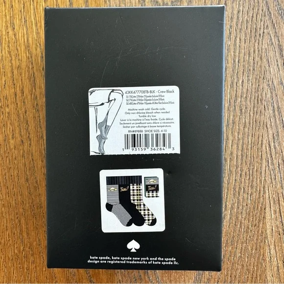 kate spade New York Kids Yellow Black Taxi Socks 3 Pack Boxed Crew Sock Set - Picture 2 of 9